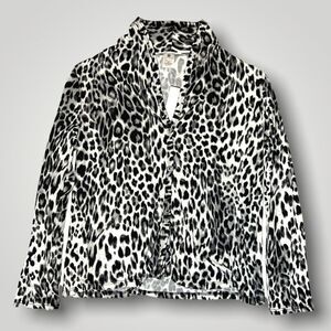 Cozy Rozy Women’s Gray Black Leopard Print Pajama Top Size XS